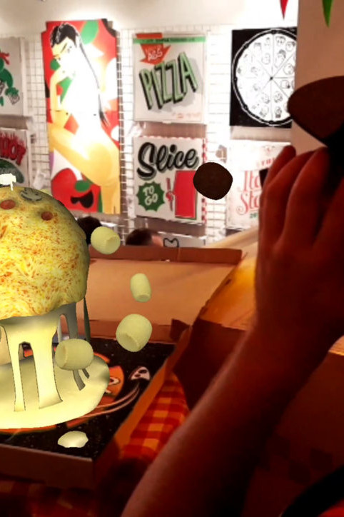 Kidcrayon tries Zubr augmented reality pizza experience art installation in Bristol