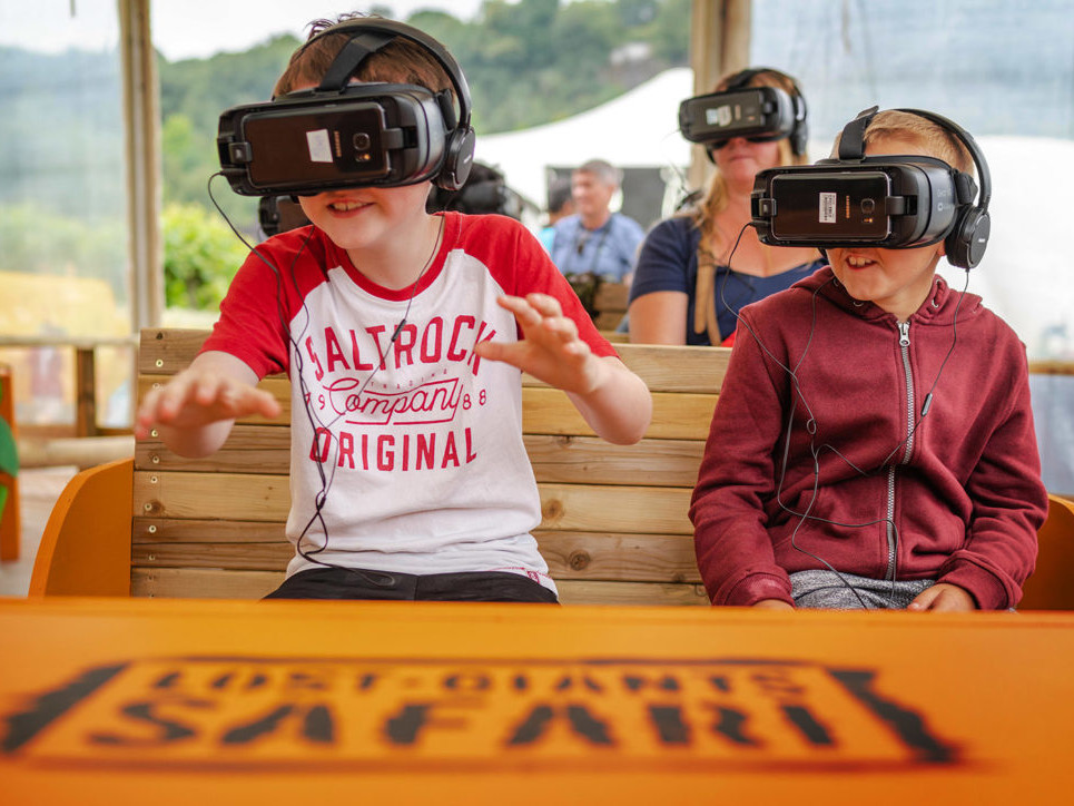 Kids enjoying a virtual reality installation at the Eden Project