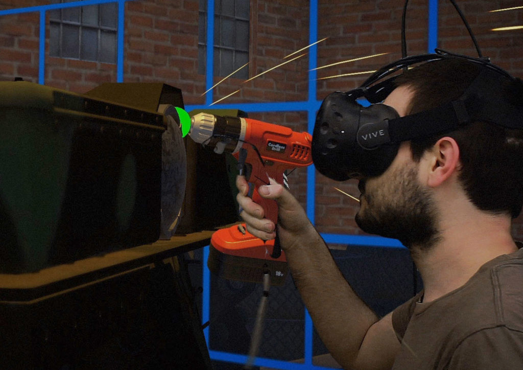 Zubr virtual production realtime mixed reality capture of a VR user repairing a tank