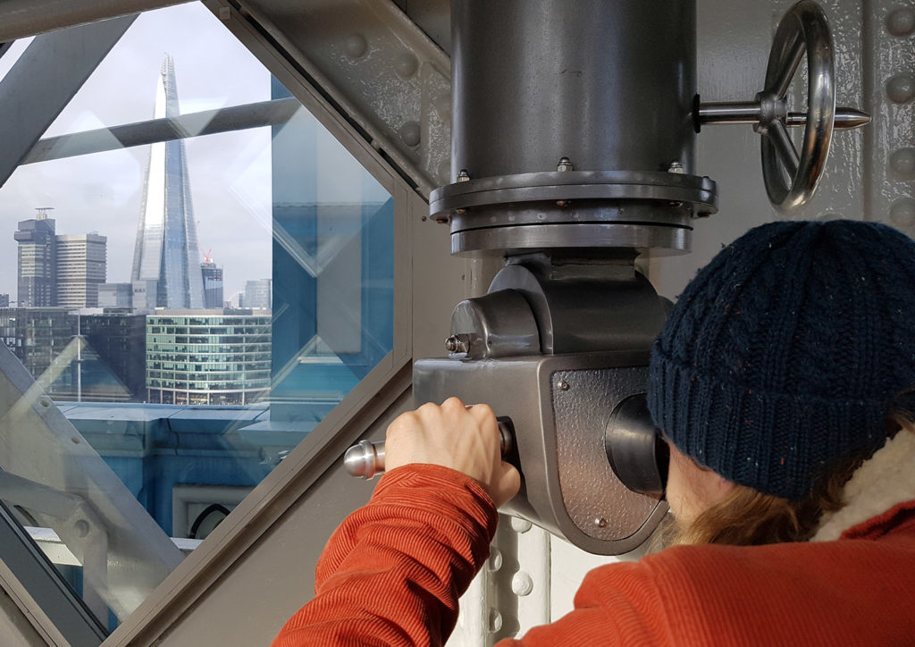 Zubr virtual binoculars at Tower Bridge in London