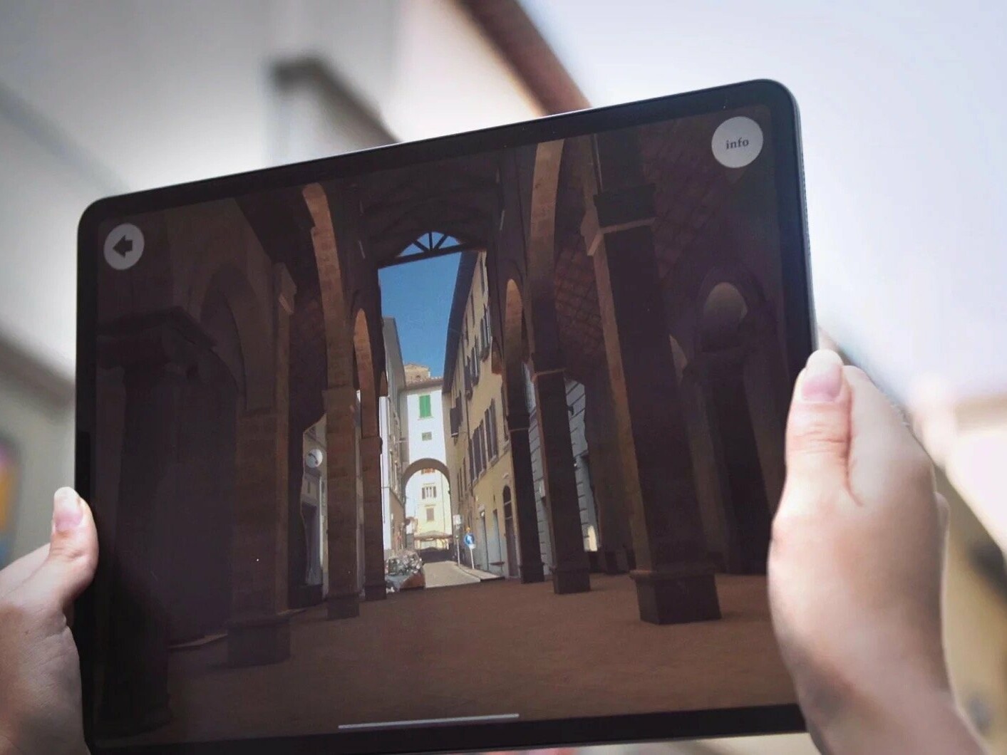 Hidden Florence Augmented reality app display on a tablet