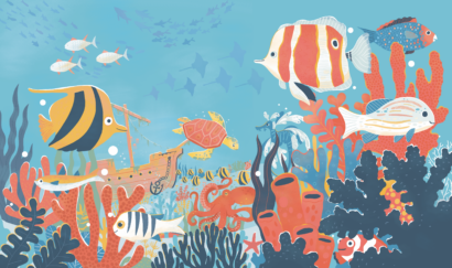 Bristol Children's Hospital Augmented Reality, Coral Reef AR filters mural