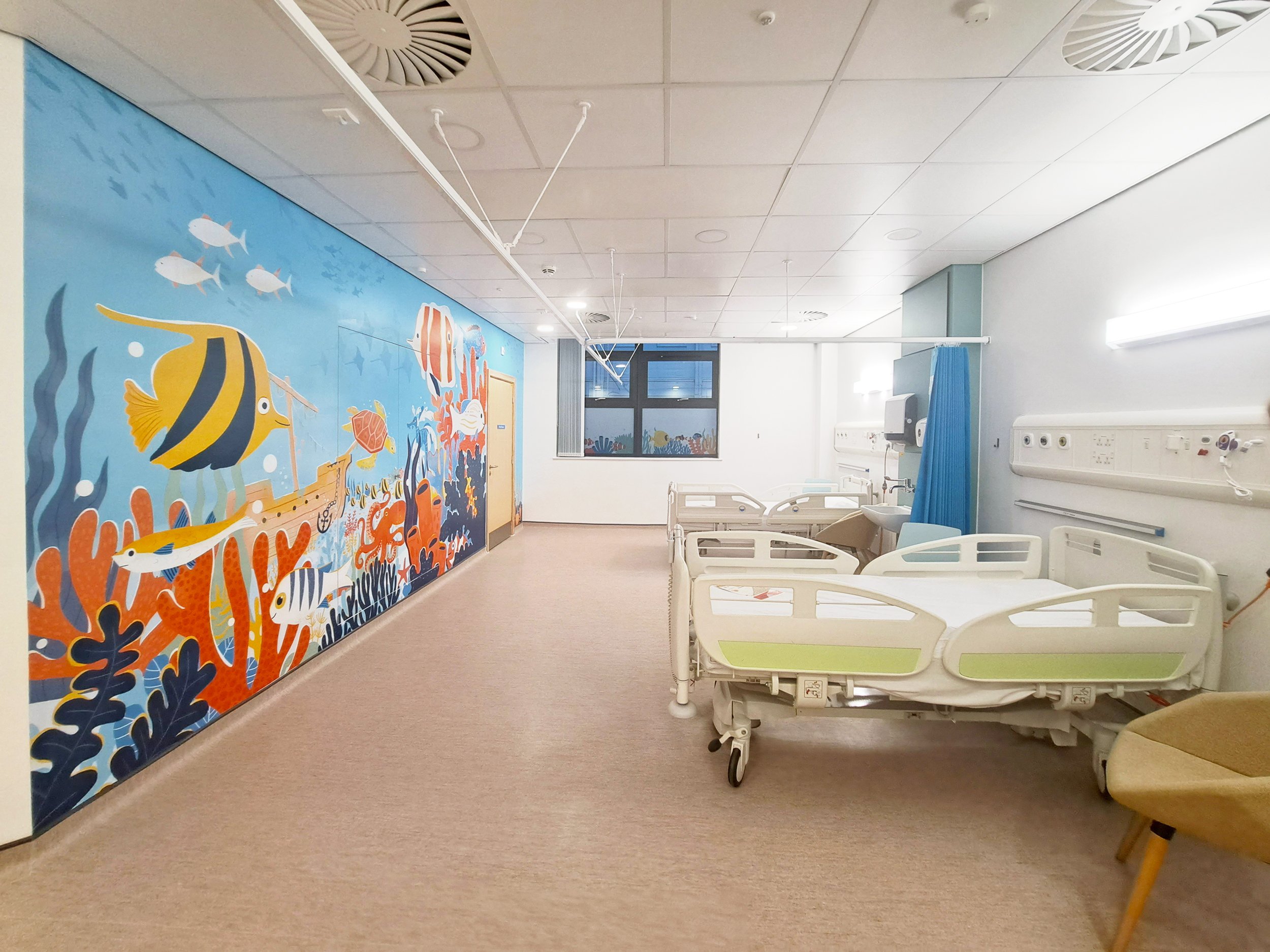 Children's hospital augmented reality Bristol Children's Hospital room with Augmented Reality, Coral Reef AR filters