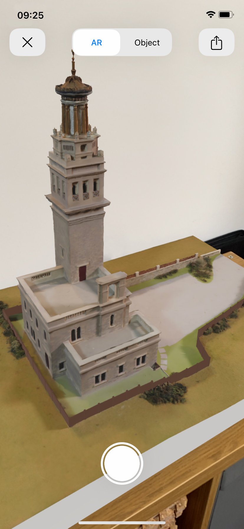 Augmented Reality 3D model of Beckford's Tower, tap to place, AR for heritage, AR for museums, Zubr, AR trail, AR app, AR tower viewer, VR tower viewer