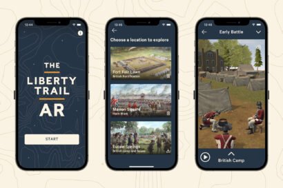 Liberty Trail AR app screens
