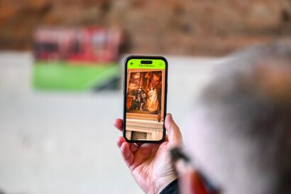 Person using M[AR]GAM AR app