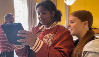 Drama students trying Augmented Reality AR theatre app at Bristol Old Vic