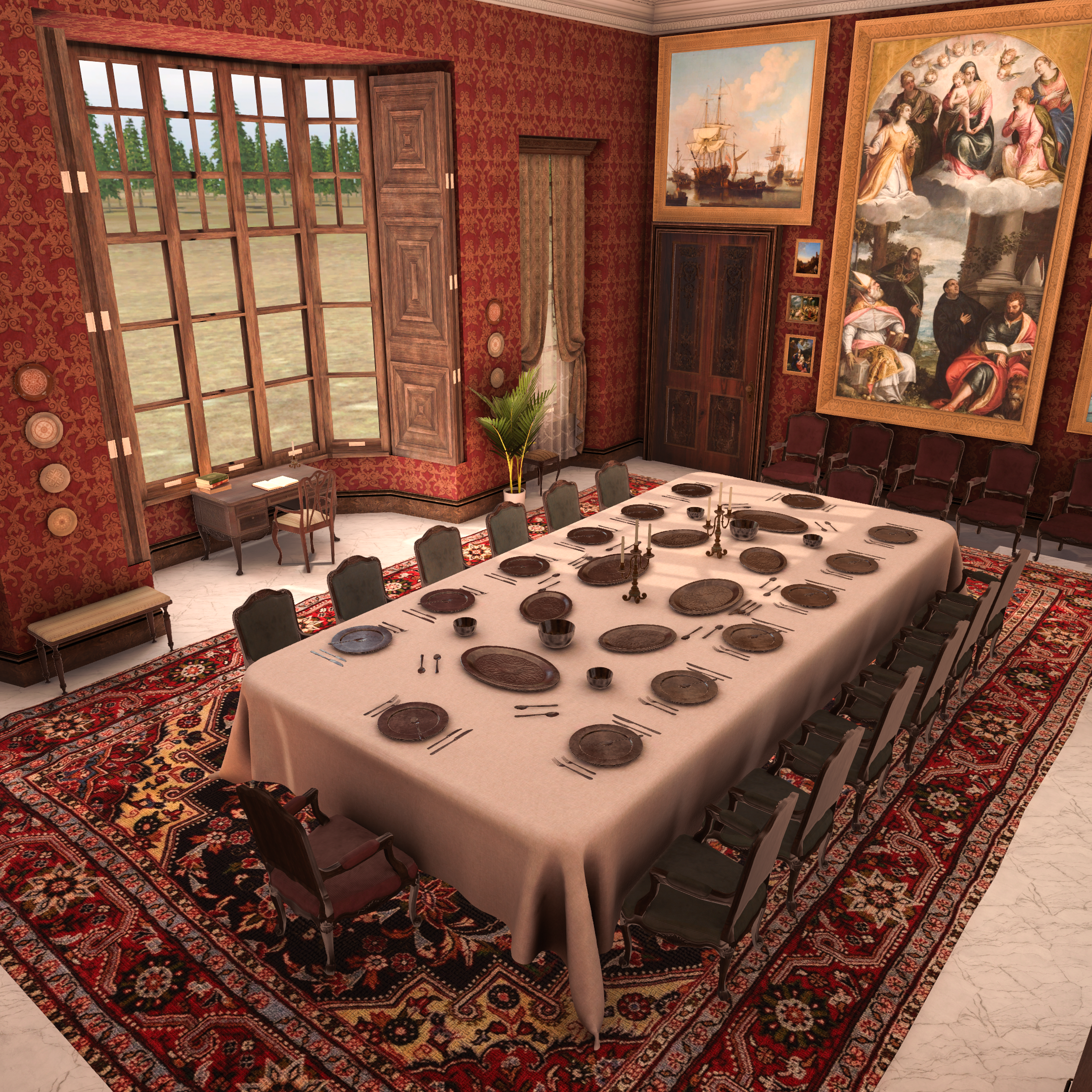 Historic interiors in AR. 3d reconstruction of the dining room at Margam Castle for M[AR]gam app