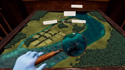 Top view of Virtual reality (VR) model of the land Derry (Northern Ireland) for the Island City project