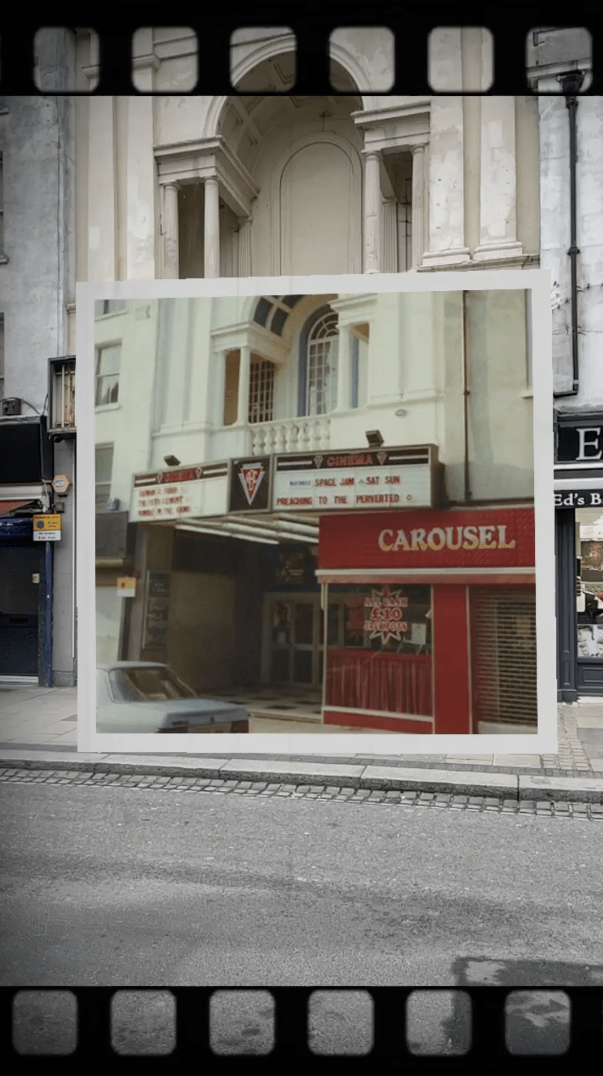 Social media filter to view old pictures of Gravesend cinema, Gravesham AR trail, In Gravesham footsteps, Gravesend local history, pandemic, heritage augmented reality interactive trail, social media filters, 3D models, immersive audio