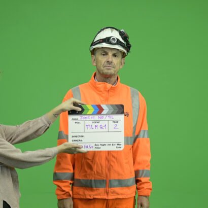 Actor on a green background for Network Rail training for Rail virtual reality project