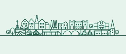 Ashfield skyline illustration for Discover Ashfield AR app