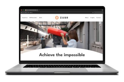 Laptop with Zubr website open