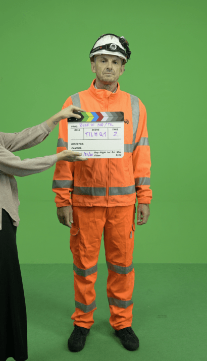 Actor on a green background for Network Rail training for Rail virtual reality project