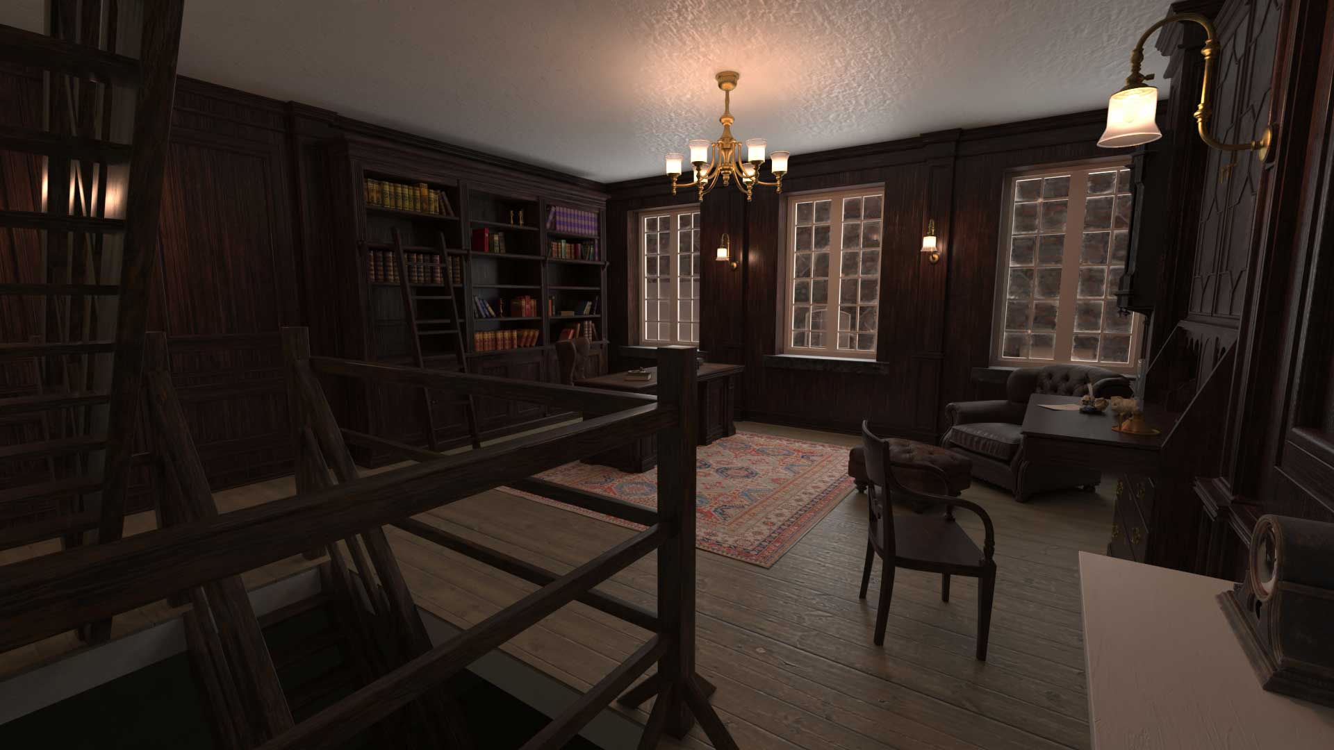 3d render of old Bristol Old Vic room for the AR Window to the past app