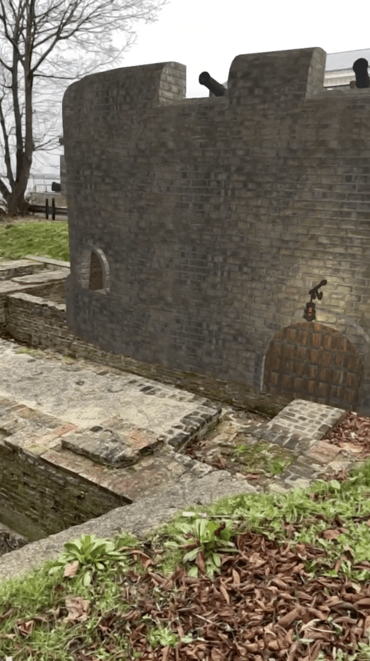 3D model of Block house place on site using a social media filter in Gravesend, Gravesham AR trail, In Gravesham footsteps, Gravesend local history, pandemic, heritage augmented reality interactive trail, social media filters, 3D models, immersive audio