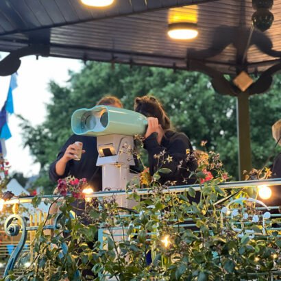 People looking through Augmented and Virtual reality binoculars at SPARKies Awards 2023
