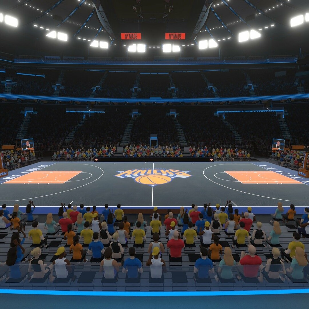New York Knicks VR (virtual reality) game with Madison Square Garden 3d render for basketball game for Infosys