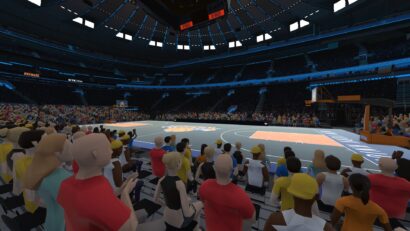 Immersive virtual reality Madison Square Garden crowd 3d render for basketball game for Infosys