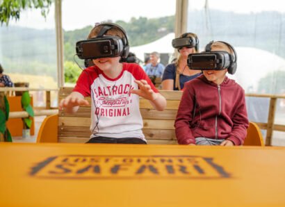 Childre at Eden project lost giants VR safari, virtual reality experience for families and kids, children