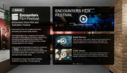Film Festival Immersive companion VR menu selection