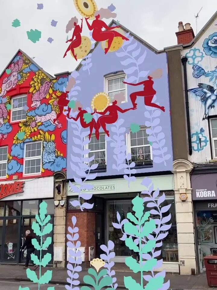 Upfest six sisters mural of Zoe Power with Augmented reality