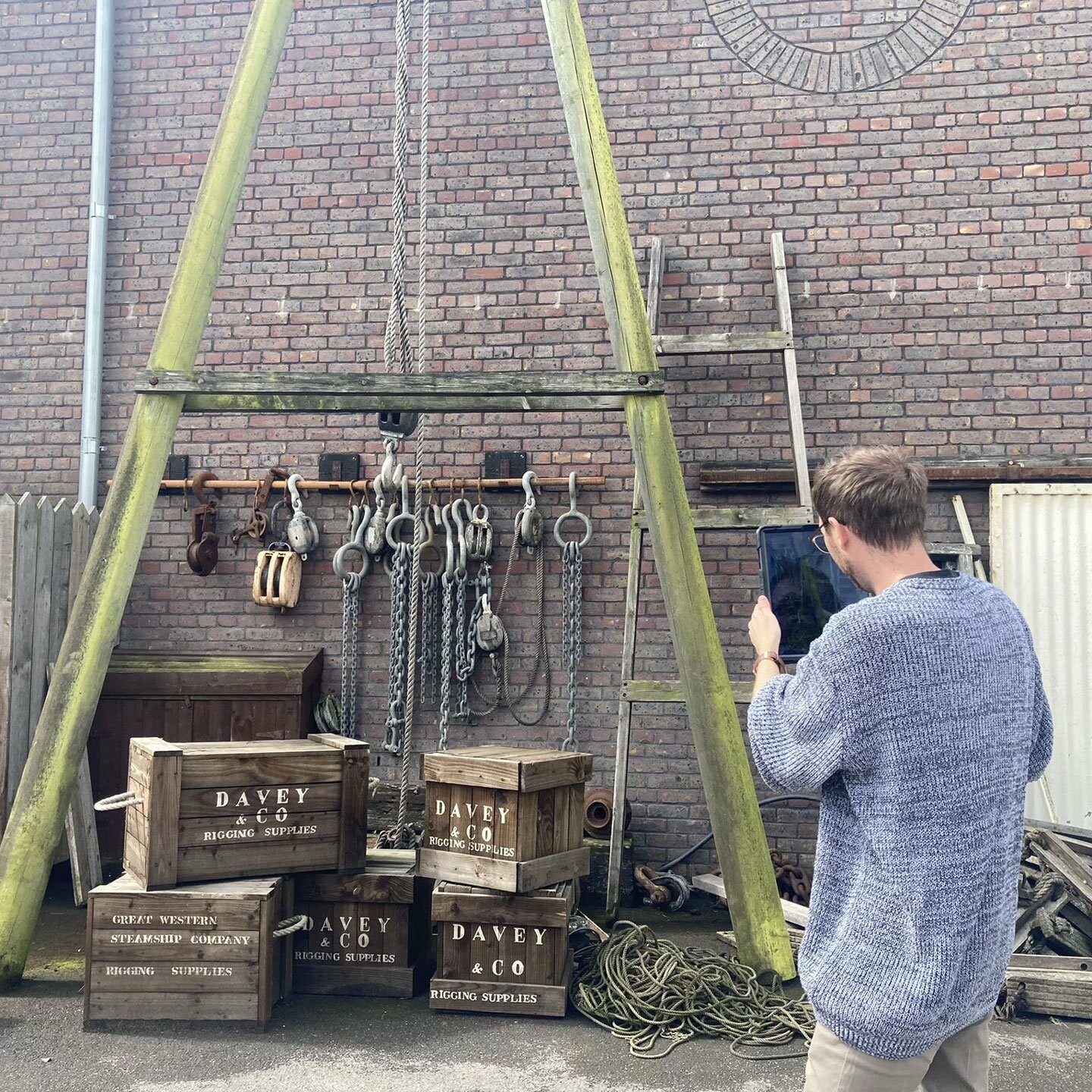 Zubr team member 3D scanning real objects at SS Great Britain Dockyard