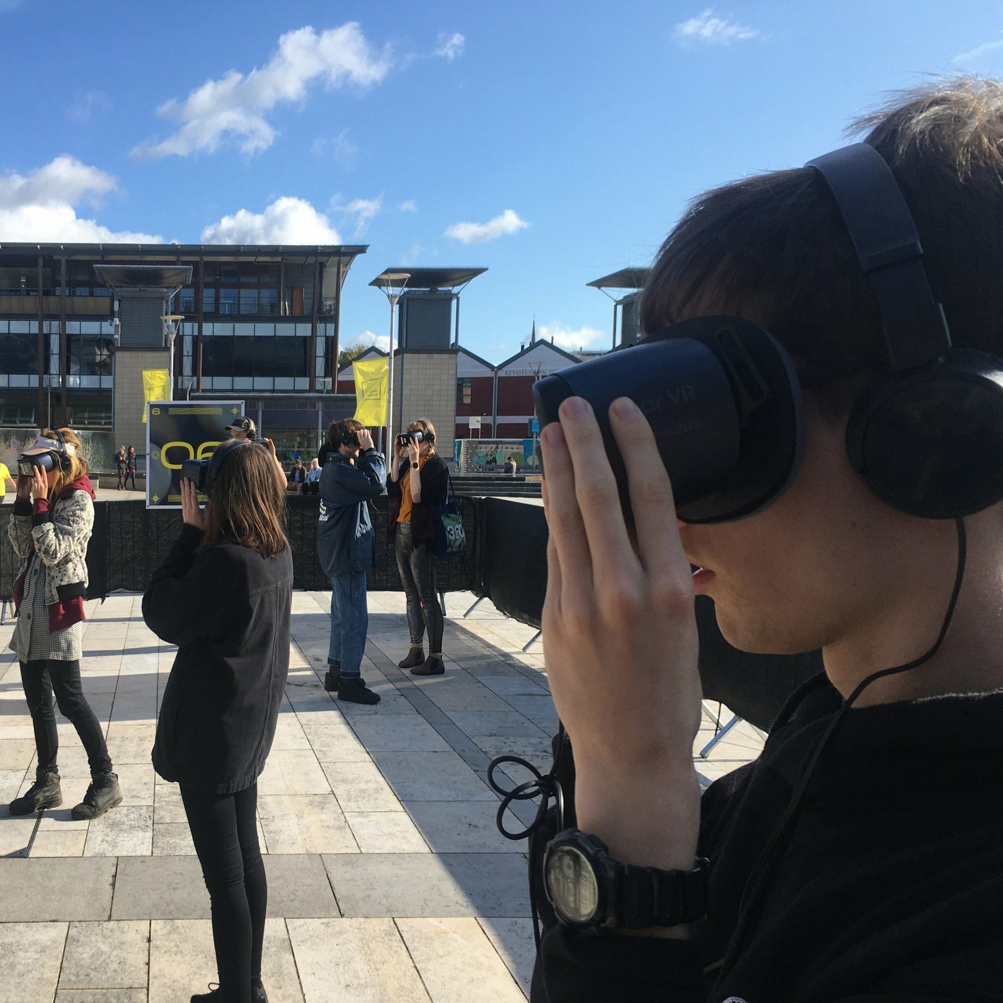 Person with VR headset at Simple Things Festival at Aïsha Devi's spatial VR experience