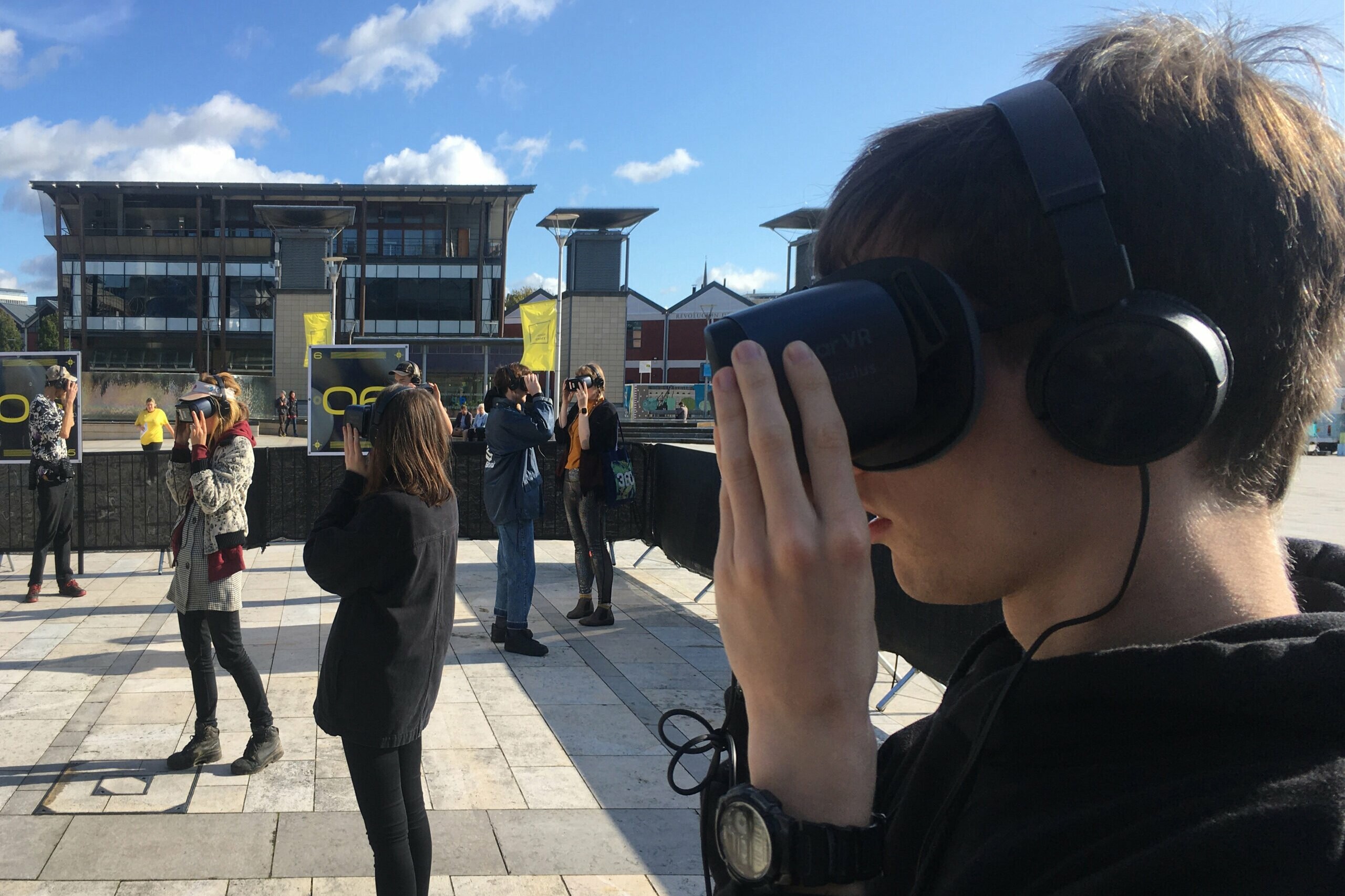 Person with VR headset at Simple Things Festival at Aïsha Devi's spatial VR experience
