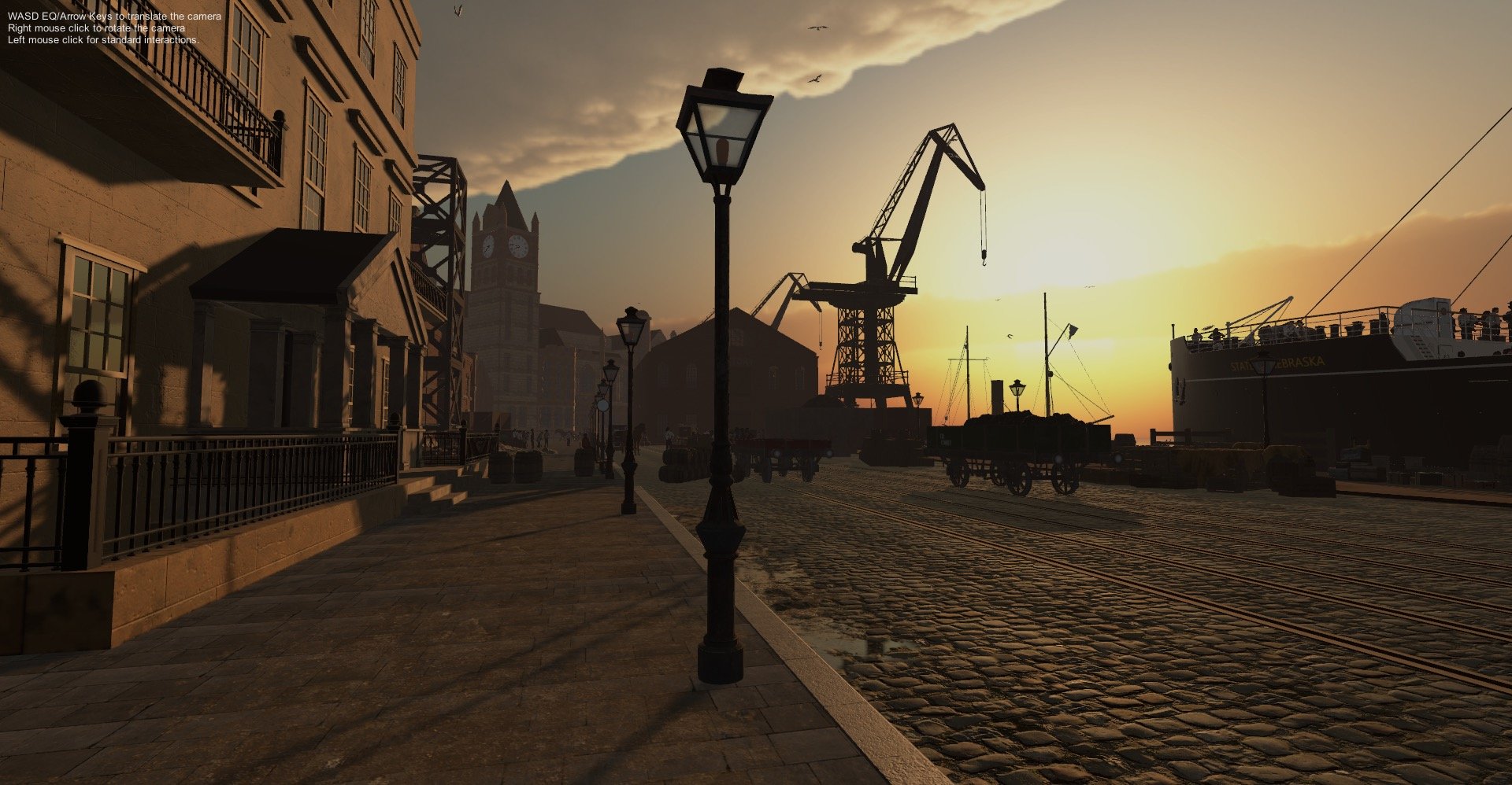 Tide Afloat and Ashore 3d historic VR scene of port for Virtual reality