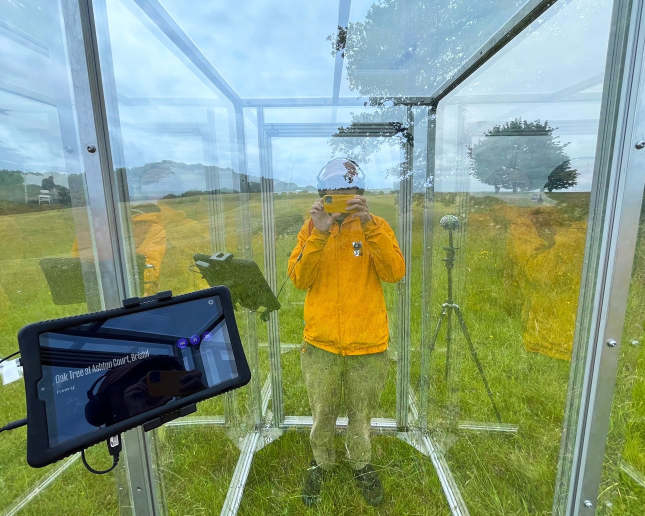 Chris Price, Zubr team member, visiting the Mirrorbox, interactive sculpture for I would be here if I could project