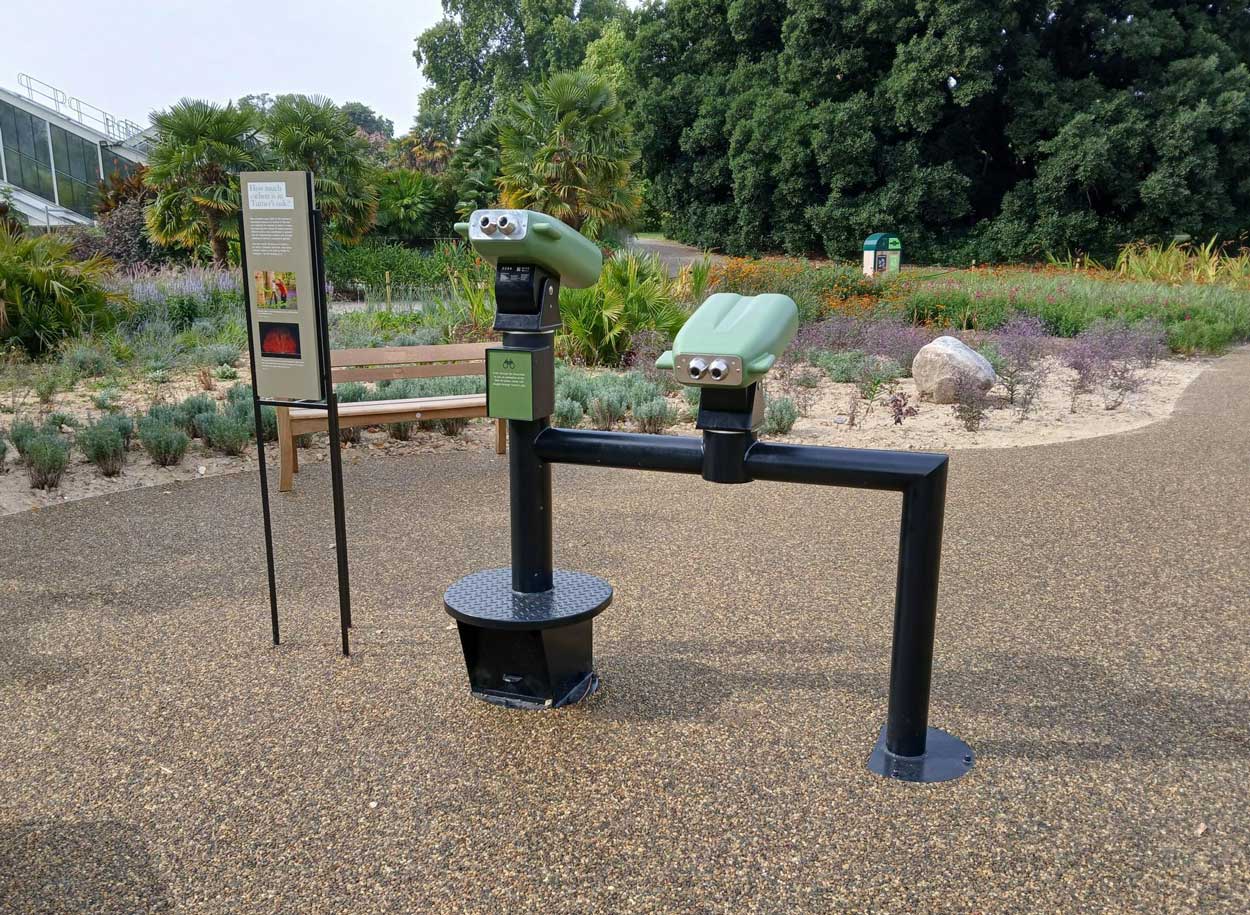 Virtual reality binoculars at Kew Gardens, Carbon Gardens