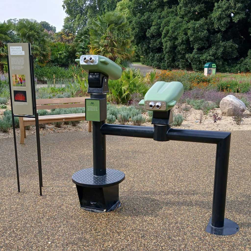 Virtual reality binoculars at Kew Gardens, Carbon Gardens