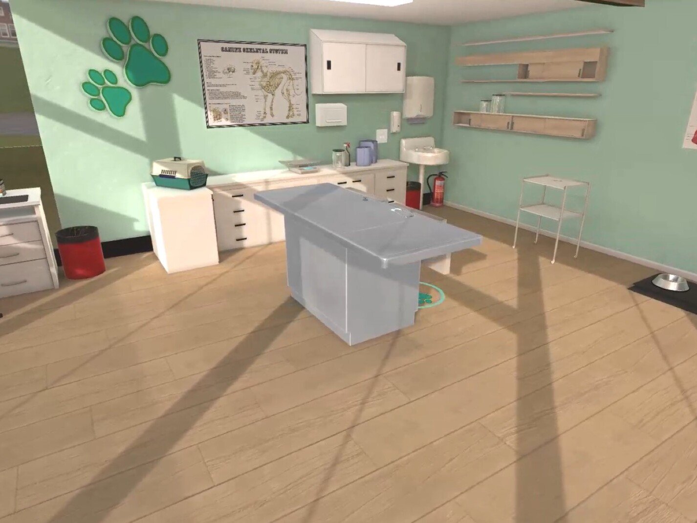 Virtual reality veterinary room for training students