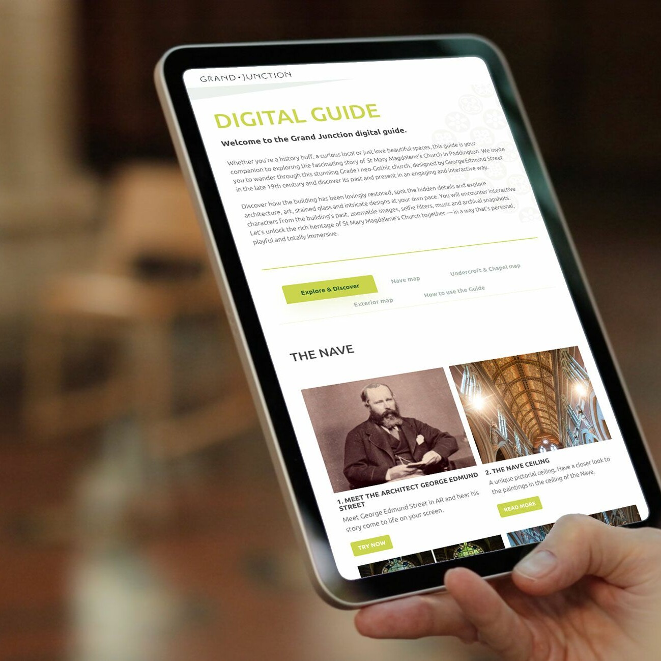Grand Junction Digital Guide on a tablet