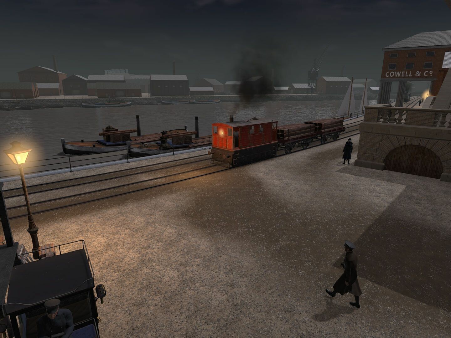 3d digital model of Docks in Victorian-era Ipswich at night for Virtual reality binoculars