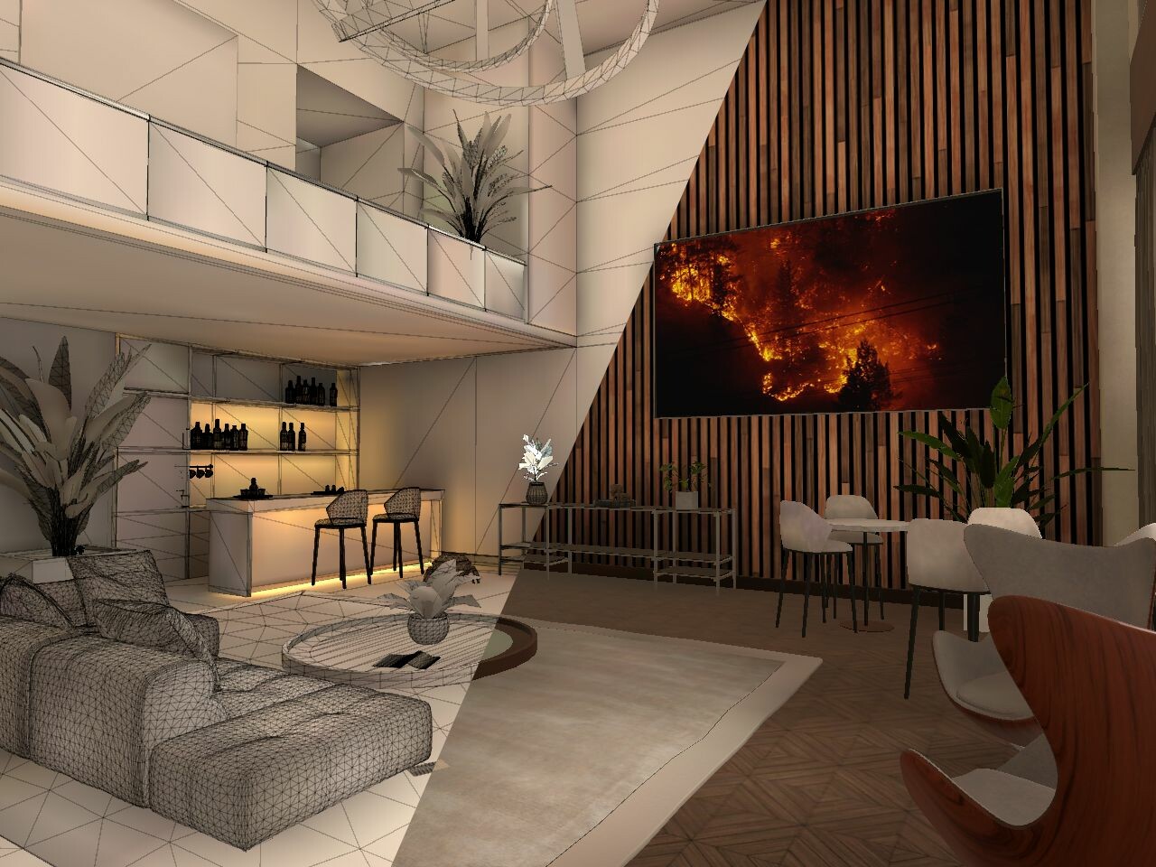 3d digital model of Modern apartment for VR experience Artificial Wisdom book launch