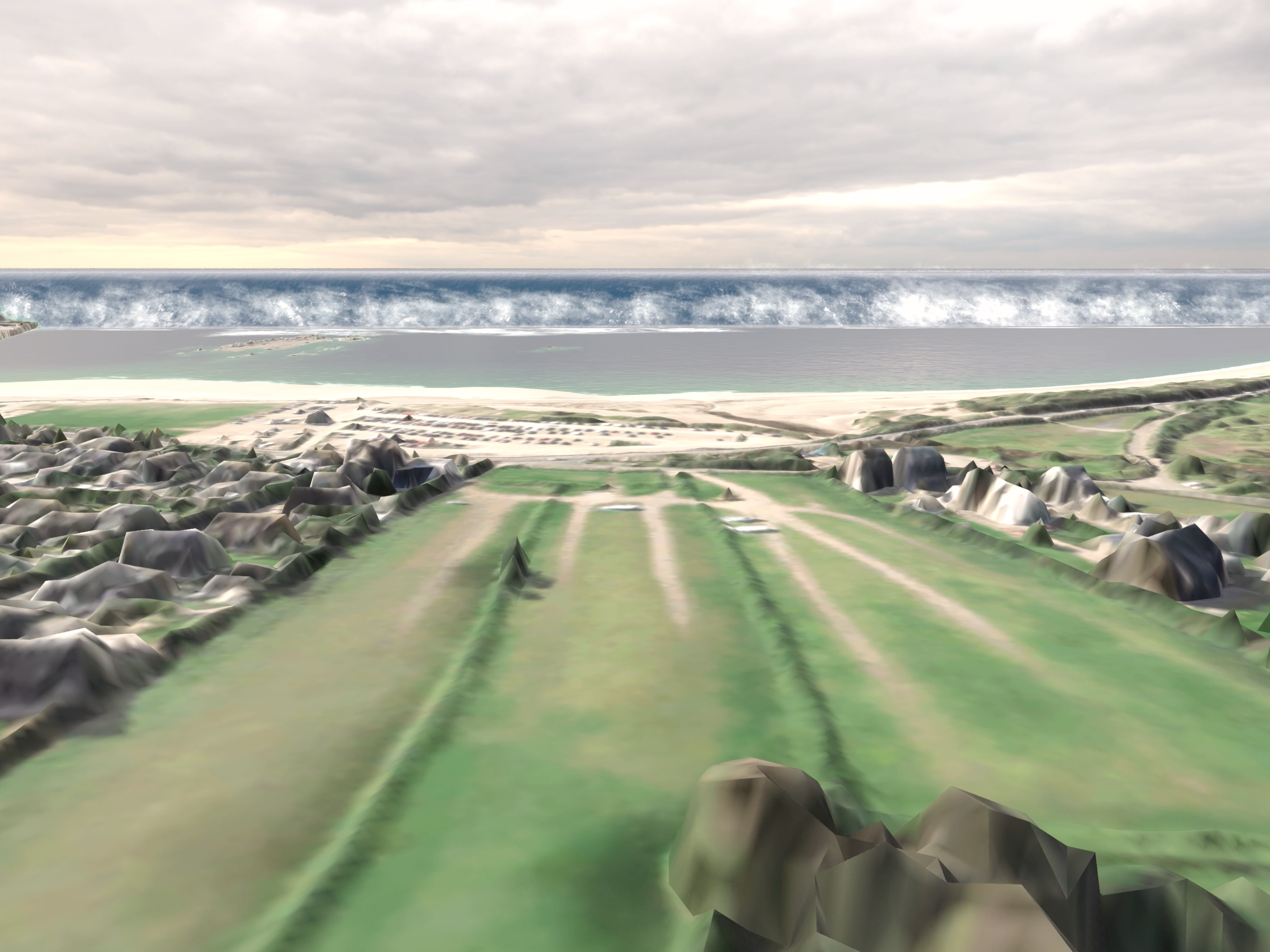 3D terrain, coast of Penzance flood visualisation for Augmented Reality app