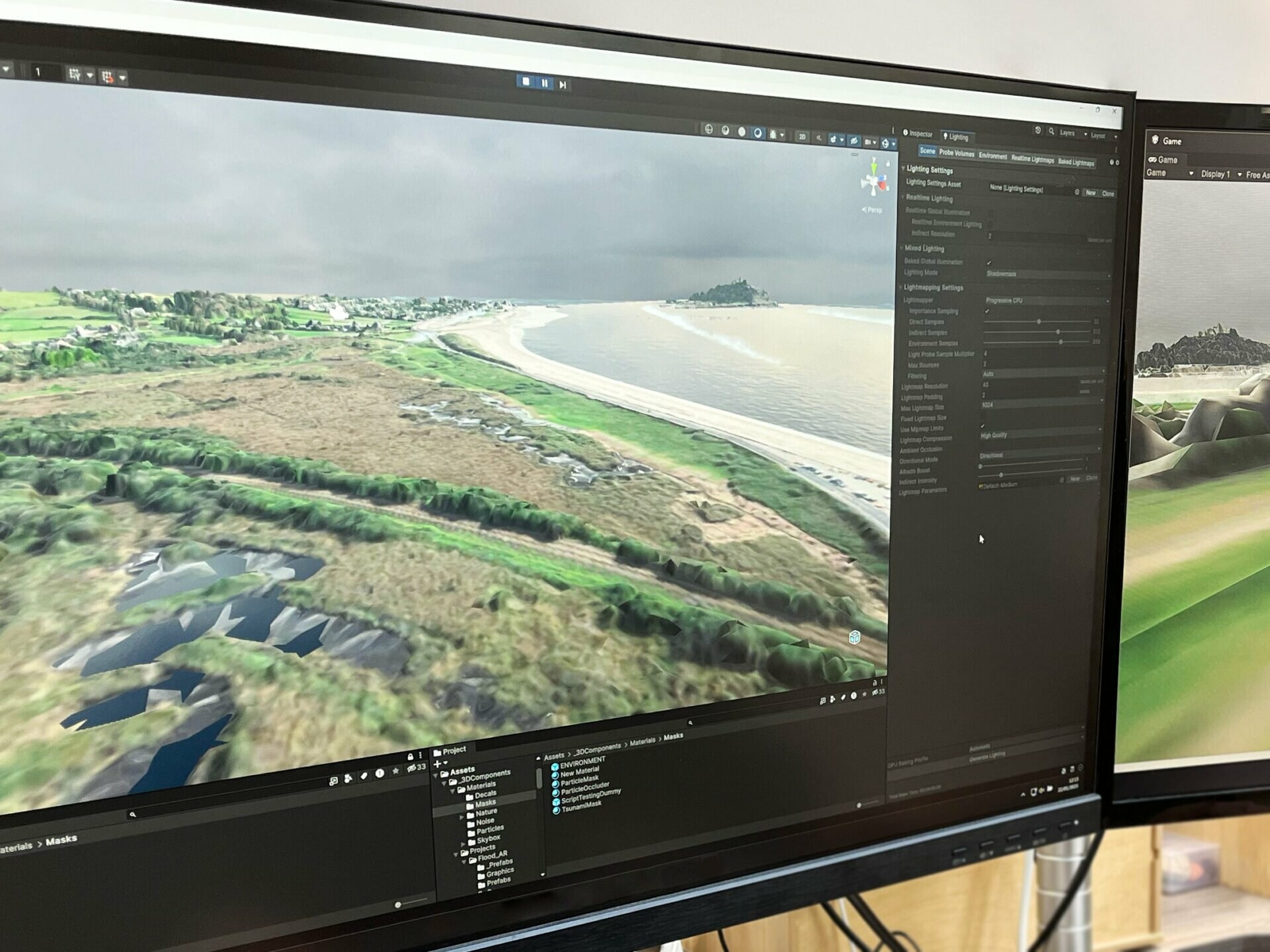 monitor screen showing AR Flood Project for Climate Vision