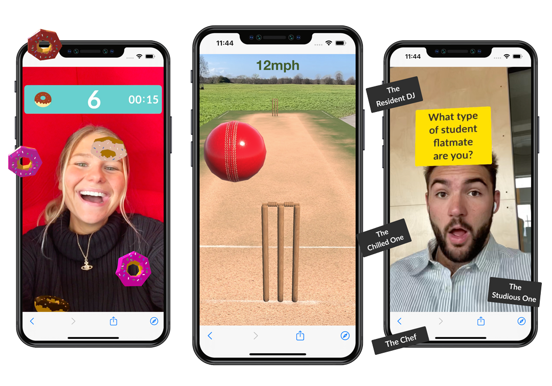 Web AR minigames examples made in Zubr's webAR platform