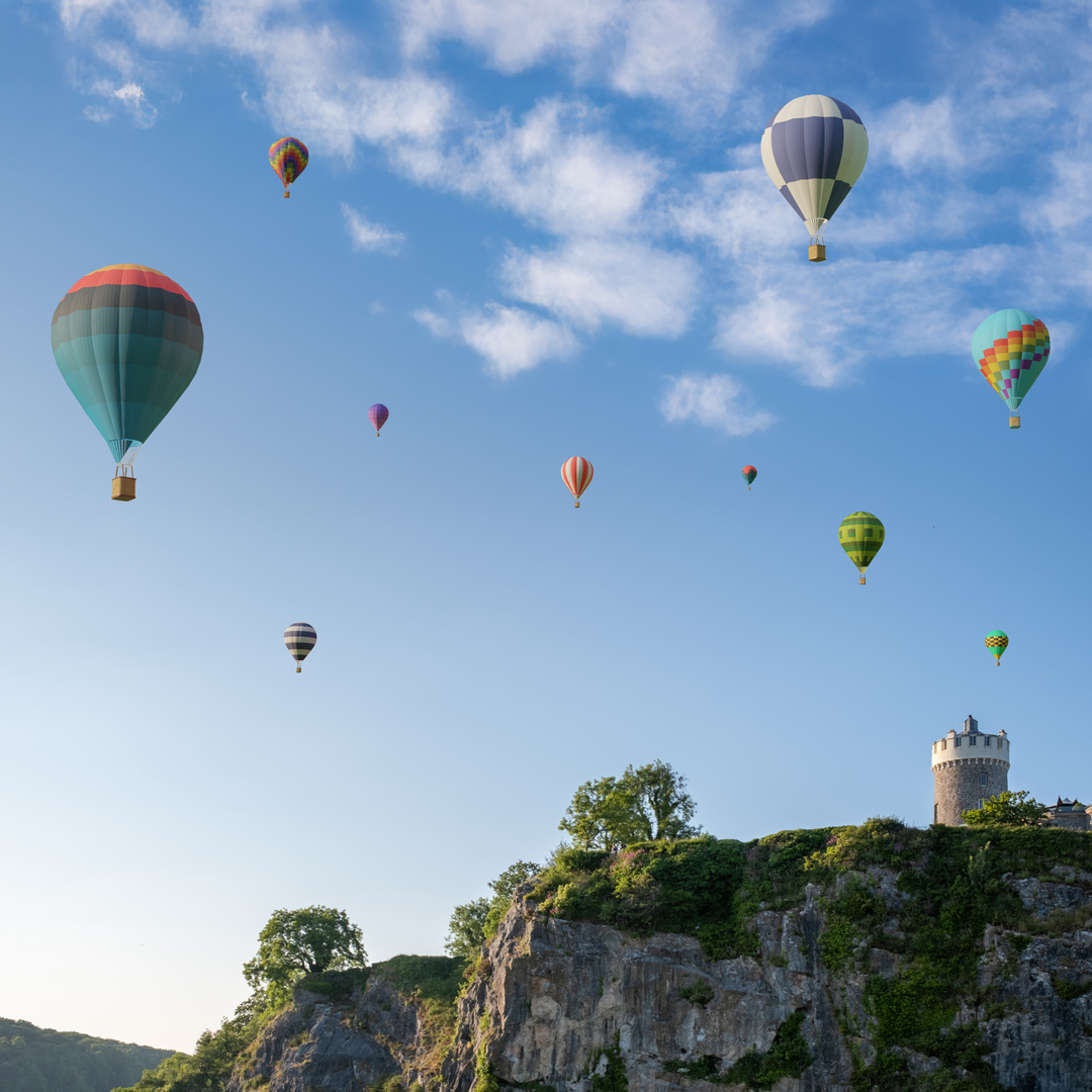 3D Digital Ballons in Bristol Observatory. Image to promote Bristol and Bath AR and VR Zubr Studio